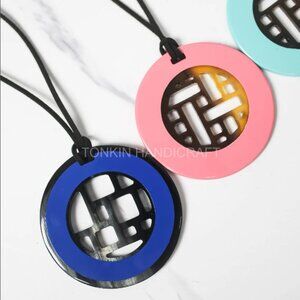 Buffalo Horn Necklace Suede Leather String